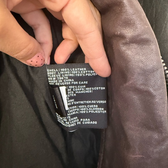 Michael Kors Leather Burgundy and Black Jacket Sz. Small - Picture 4 of 5